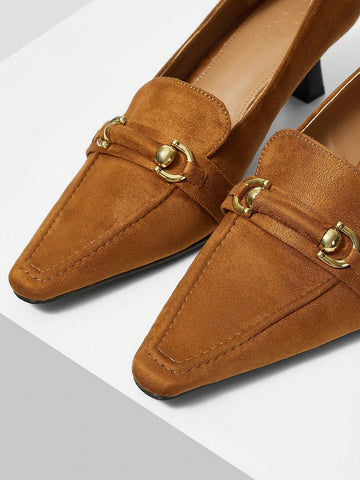 2024 SPRING/AUTUMN FRENCH RETRO BRITISH STYLE VELVET SQUARE TOE HIGH HEEL