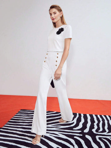 MOTF PREMIUM 3D FLORAL APPLIQUES T-SHIRT