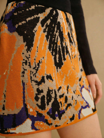 MOTF PREMIUM ALLOVER PRINT MINI SWEATER SKIRT