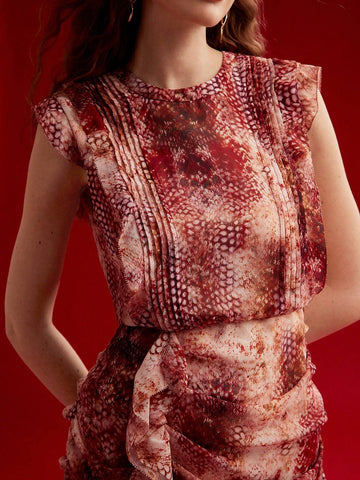 MOTF PREMIUM ANIMAL PRINT RUFFLE TRIM DRESS,VALENTINE'S DAY OUTFIT