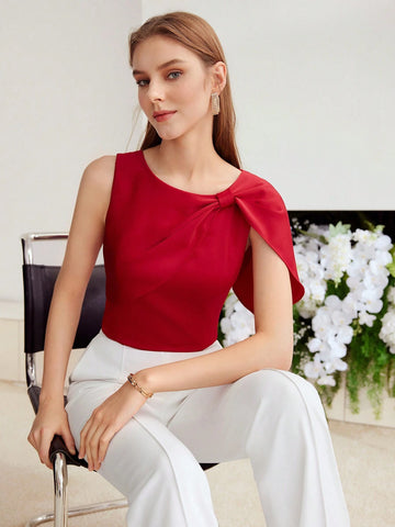 MOTF PREMIUM ASYMMETRICAL SHOULDER SOLID BLOUSE