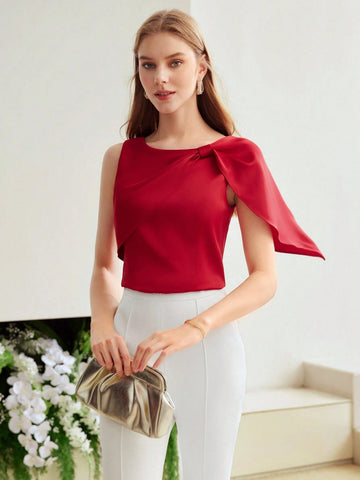 MOTF PREMIUM ASYMMETRICAL SHOULDER SOLID BLOUSE
