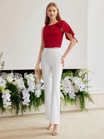 MOTF PREMIUM ASYMMETRICAL SHOULDER SOLID BLOUSE