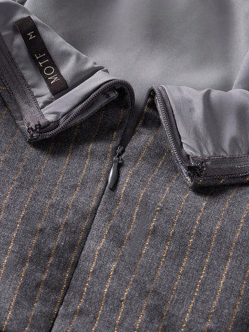 MOTF PREMIUM BELTED STRIPED STRAPLESS JUMPSUIT WITH FOLD DETAIL