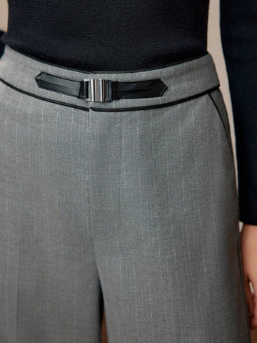 MOTF PREMIUM BUCKLE WAIST SEAM FRONT WIDE LEG PANTS