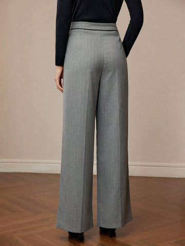 MOTF PREMIUM BUCKLE WAIST SEAM FRONT WIDE LEG PANTS