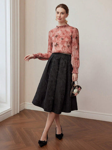 MOTF PREMIUM BUTTERFLY AND TIE DYE PRINT FRILL TRIM BLOUSE