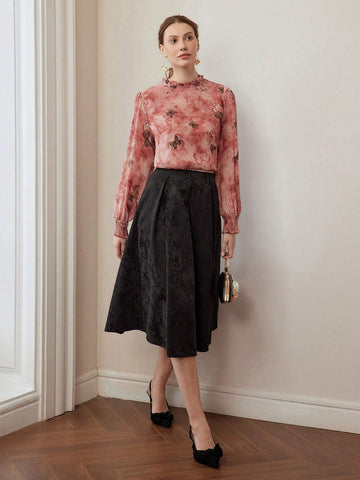 MOTF PREMIUM BUTTERFLY AND TIE DYE PRINT FRILL TRIM BLOUSE