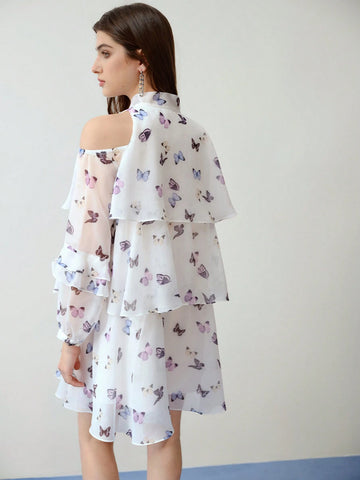 MOTF PREMIUM BUTTERFLY PRINT LIGHTWEIGHT FLOWY DRESS,VALENTINE'S DAY OUTFIT