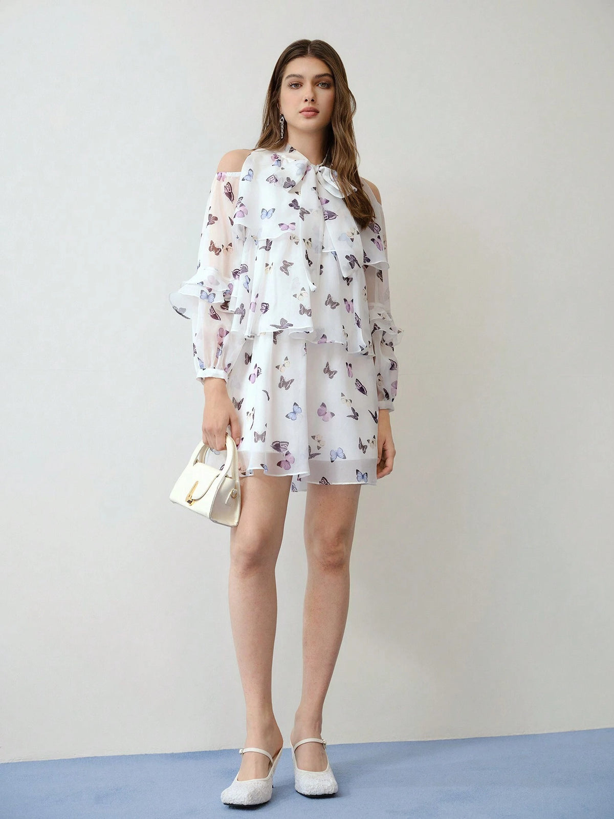 MOTF PREMIUM BUTTERFLY PRINT LIGHTWEIGHT FLOWY DRESS,VALENTINE'S DAY OUTFIT