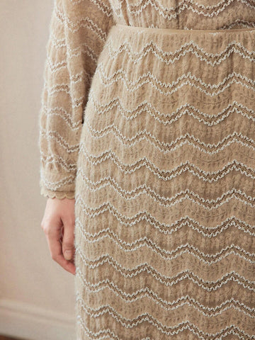 MOTF PREMIUM CHEVRON PATTERN SPLIT BACK STRAIGHT SKIRT