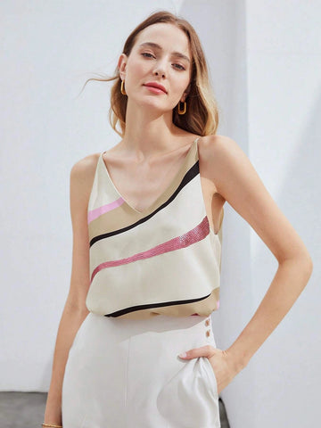 MOTF PREMIUM CONTRASTING SEQUIN CAMI TOP