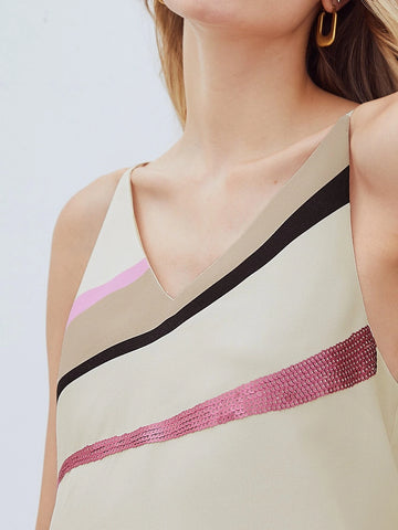 MOTF PREMIUM CONTRASTING SEQUIN CAMI TOP