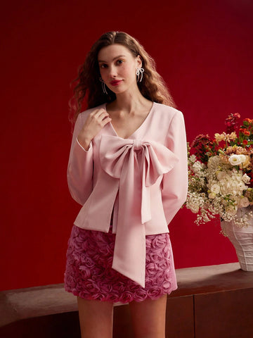 MOTF PREMIUM CONTRAST MESH FLORAL APPLIQUED SKORT,VALENTINE'S DAY