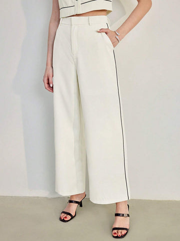 MOTF PREMIUM CONTRAST SIDESEAM SLANT POCKET WIDE LEG PANTS