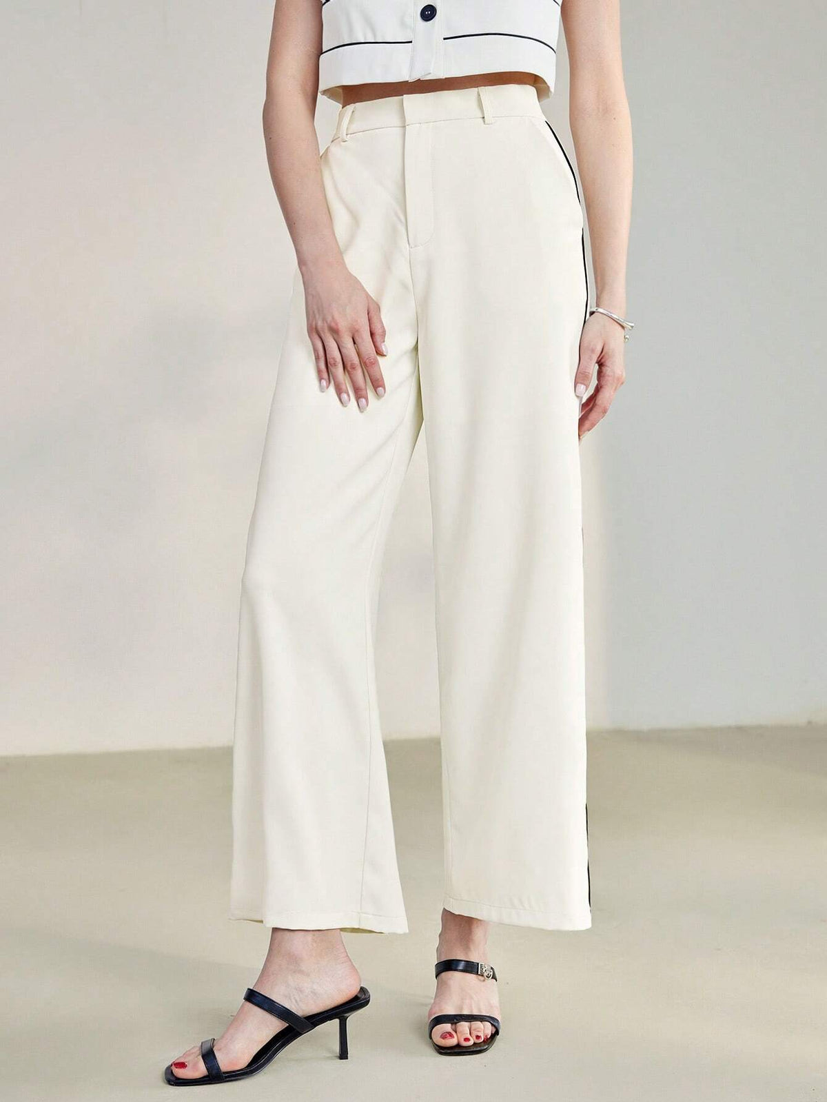 MOTF PREMIUM CONTRAST SIDESEAM SLANT POCKET WIDE LEG PANTS