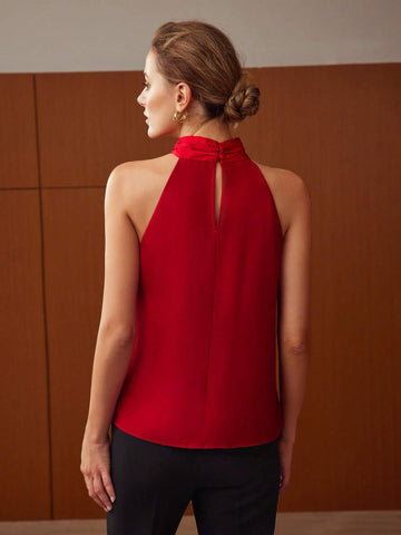 MOTF PREMIUM CROSSOVER HALTER BLOUSE