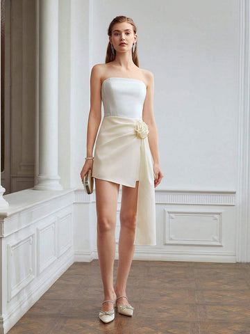 MOTF PREMIUM DRAPED FLOWER APPLIQUE SKORT