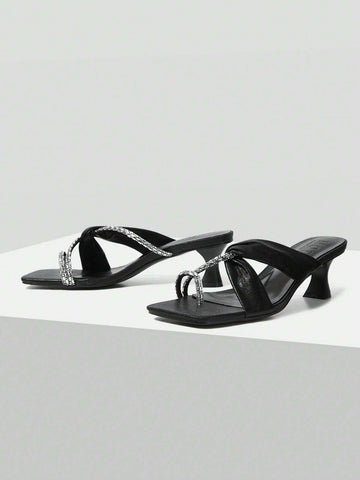 MOTF PREMIUM FASHIONABLE LADIES CONTRAST SEQUIN THONG HIGH HEEL