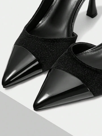 MOTF PREMIUM FASHIONABLE POINTED TOE HIGH HEEL PATCHWORK PUMPS