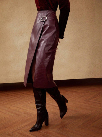 MOTF PREMIUM FAUX LEATHER REPTILE SKIRT