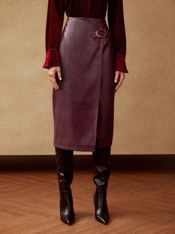 MOTF PREMIUM FAUX LEATHER REPTILE SKIRT