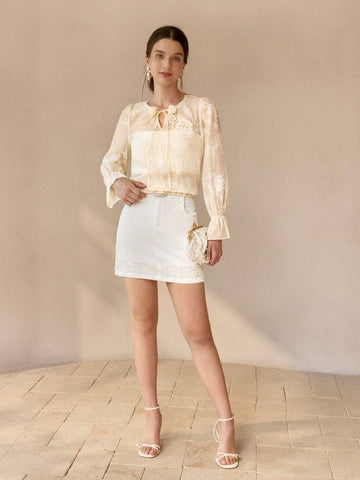 MOTF PREMIUM FAUX PEARL AND BEADED DETAIL SLANT POCKET SKIRT