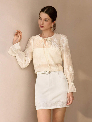 MOTF PREMIUM FAUX PEARL AND BEADED DETAIL SLANT POCKET SKIRT