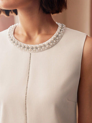 MOTF PREMIUM FAUX PEAR RHINESTONE SLEEVELESS DRESS