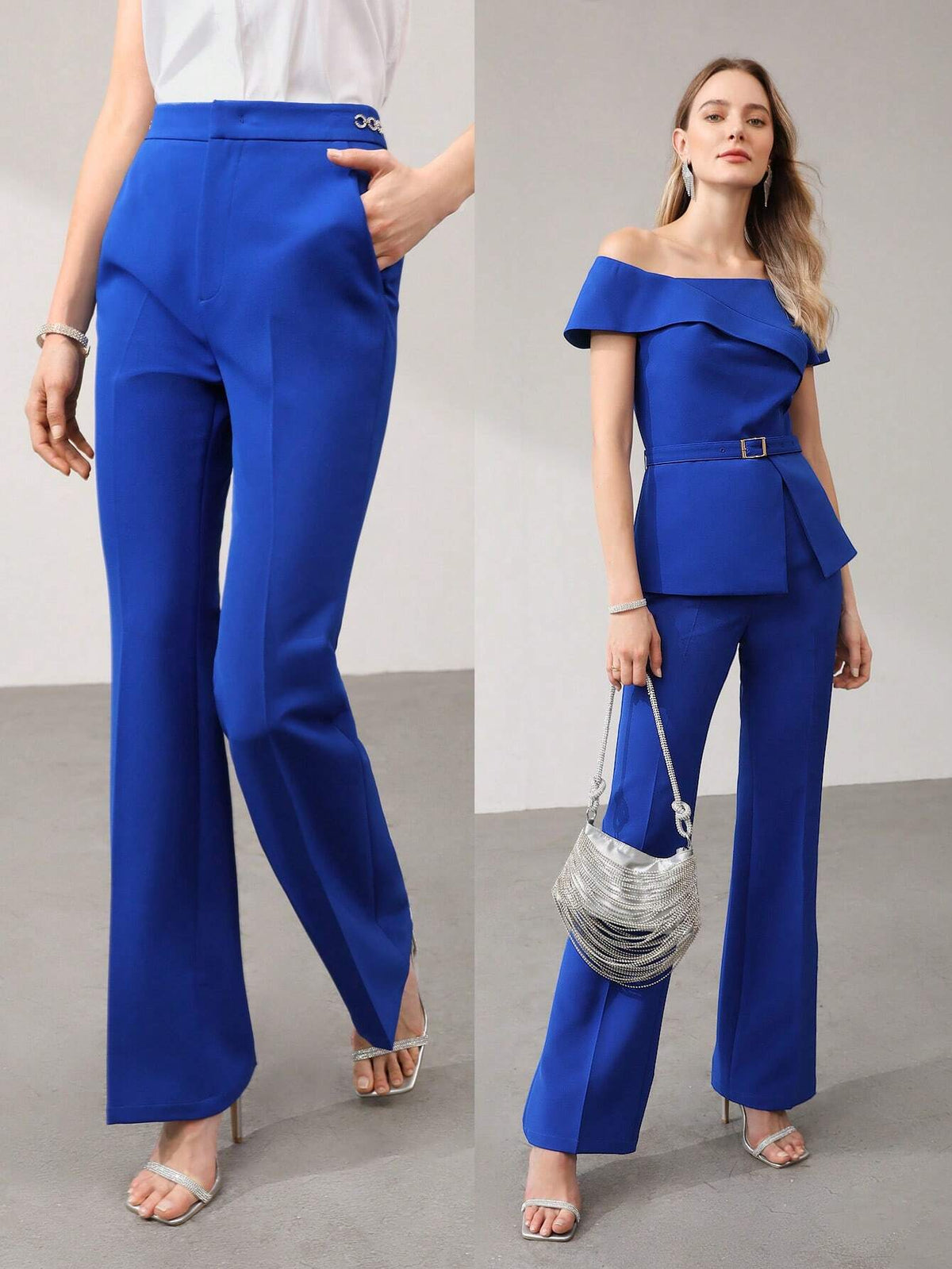 MOTF PREMIUM FLARED RHINESTONE DETAIL DRESS PANTS