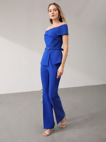 MOTF PREMIUM FLARED RHINESTONE DETAIL DRESS PANTS