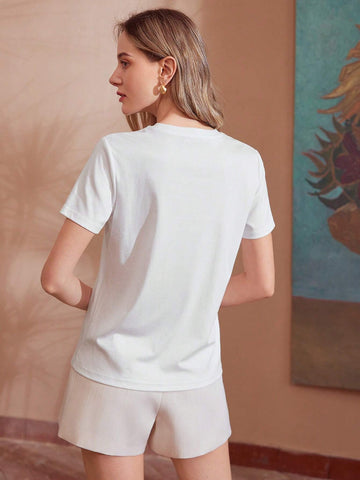MOTF PREMIUM FLORAL AND LETTER GRAPHIC SHORT SLEEVE TEE