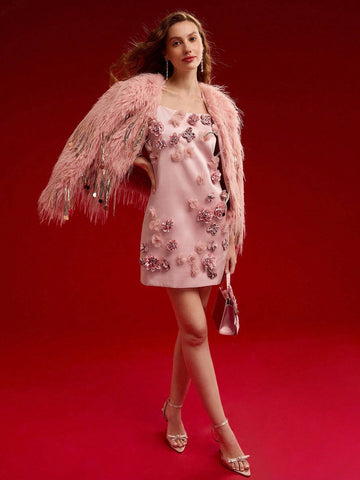 MOTF PREMIUM FLORAL APPLIQUED CAMI DRESS,VALENTINE'S DAY OUTFIT