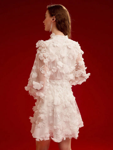 MOTF PREMIUM FLORAL APPLIQUED MESH MINI DRESS,VALENTINE'S DAY OUTFIT