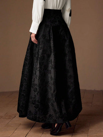 MOTF PREMIUM FLORAL EMBROIDERY HIGH WAIST ZIPPER SKIRT