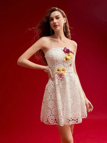 MOTF PREMIUM FLORAL PATCHED TUBE DRESS,VALENTINE'S DAY OUTFIT