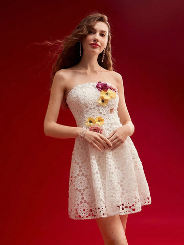 MOTF PREMIUM FLORAL PATCHED TUBE DRESS,VALENTINE'S DAY OUTFIT