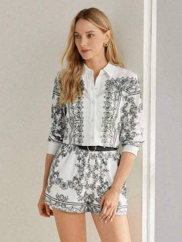 MOTF PREMIUM FLORAL PRINT ELASTIC WAIST SHORTS