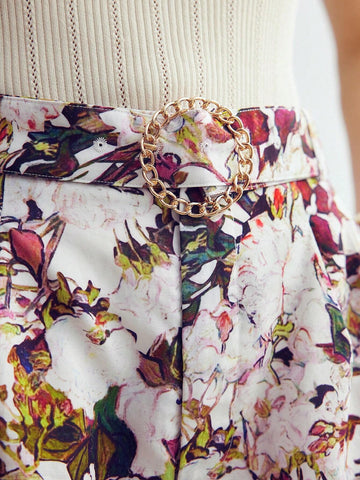 MOTF PREMIUM FLORAL PRINT FOLD PLEATED SHORTS