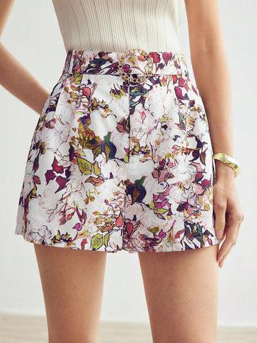 MOTF PREMIUM FLORAL PRINT FOLD PLEATED SHORTS