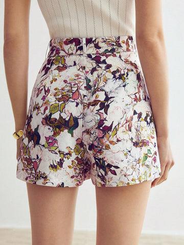 MOTF PREMIUM FLORAL PRINT FOLD PLEATED SHORTS