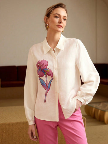 MOTF PREMIUM FLORAL PRINT LANTERN SLEEVE SHIRT