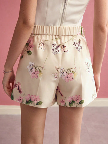MOTF PREMIUM FLORAL PRINT PRESS CREASE SHORTS