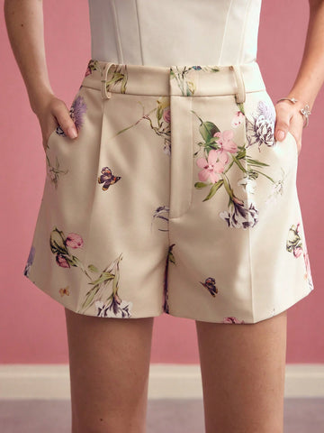 MOTF PREMIUM FLORAL PRINT PRESS CREASE SHORTS