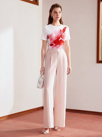 MOTF PREMIUM FLORAL PRINT RIB-KNIT TEE