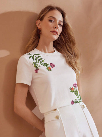 MOTF PREMIUM FLORAL PRINT SHORT SLEEVE TEE