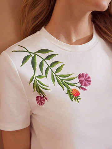 MOTF PREMIUM FLORAL PRINT SHORT SLEEVE TEE