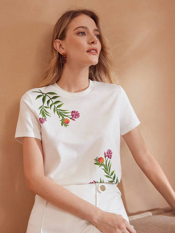 MOTF PREMIUM FLORAL PRINT SHORT SLEEVE TEE