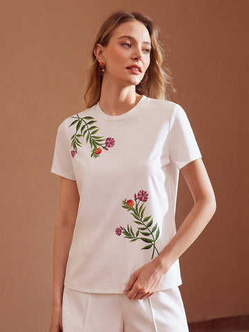 MOTF PREMIUM FLORAL PRINT SHORT SLEEVE TEE