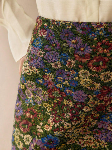 MOTF PREMIUM FLORAL PRINT STRAIGHT SKIRT